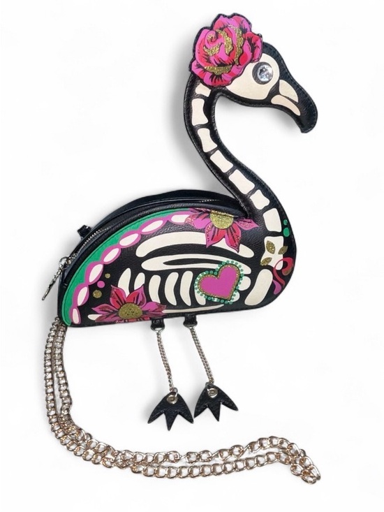 Betsey Johnson Handbags - Betsey Johnson BETSEYVILLE Flamingo  Sugerskull Crossbody glow in the dark!